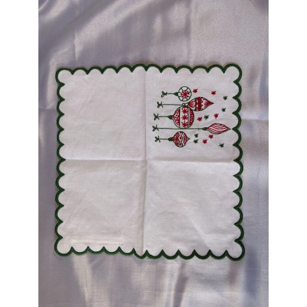 Pomegranate Inc. Embroidered Vintage Ornament Cocktail Napkins Set of 2